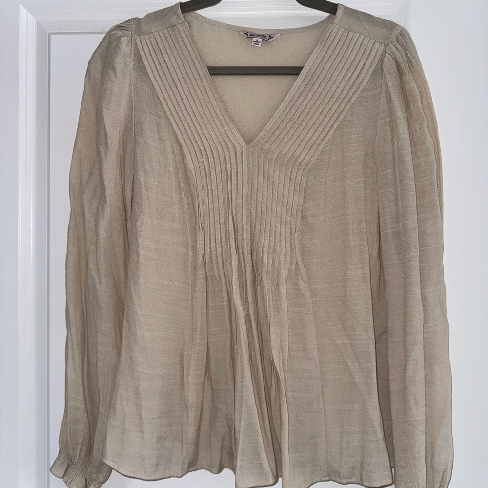 Elegant Beige V-Neck Women's Top